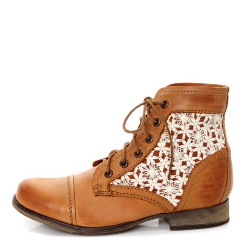 Thundr-C Cognac Multi Crocheted Lace-Up Ankle Boot